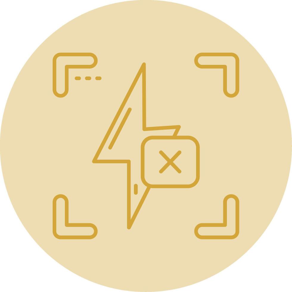 Flash off Line Yellow Circle Icon vector