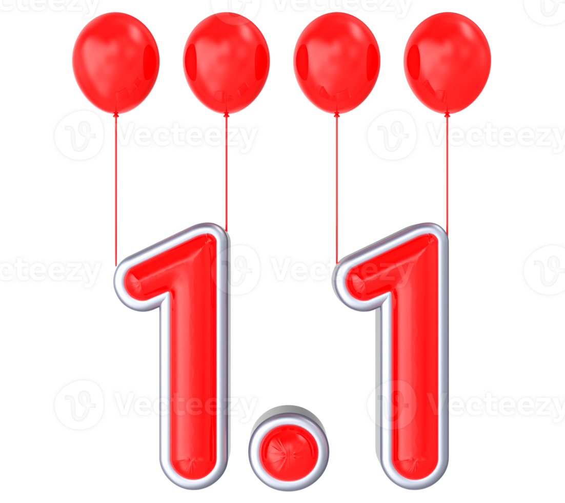 Realistic text illustration for singles day sales png