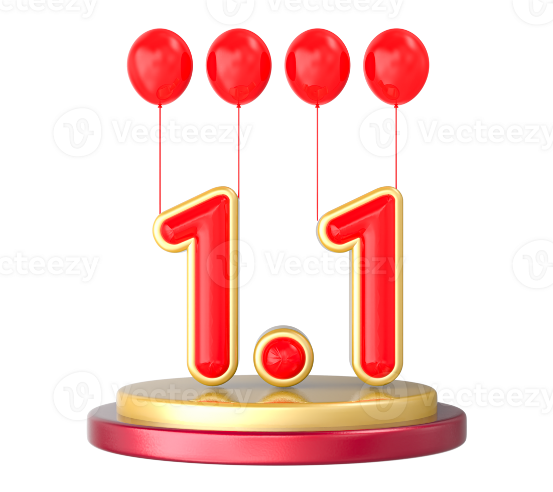 Realistic text illustration for singles day sales png