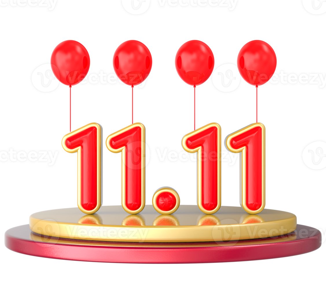 Realistic text illustration for singles day sales png