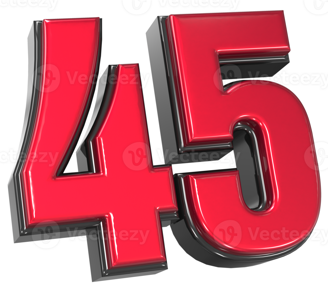 Number 45 3D Render png