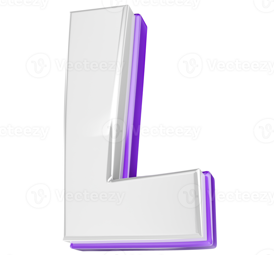 Font L 3D Render png