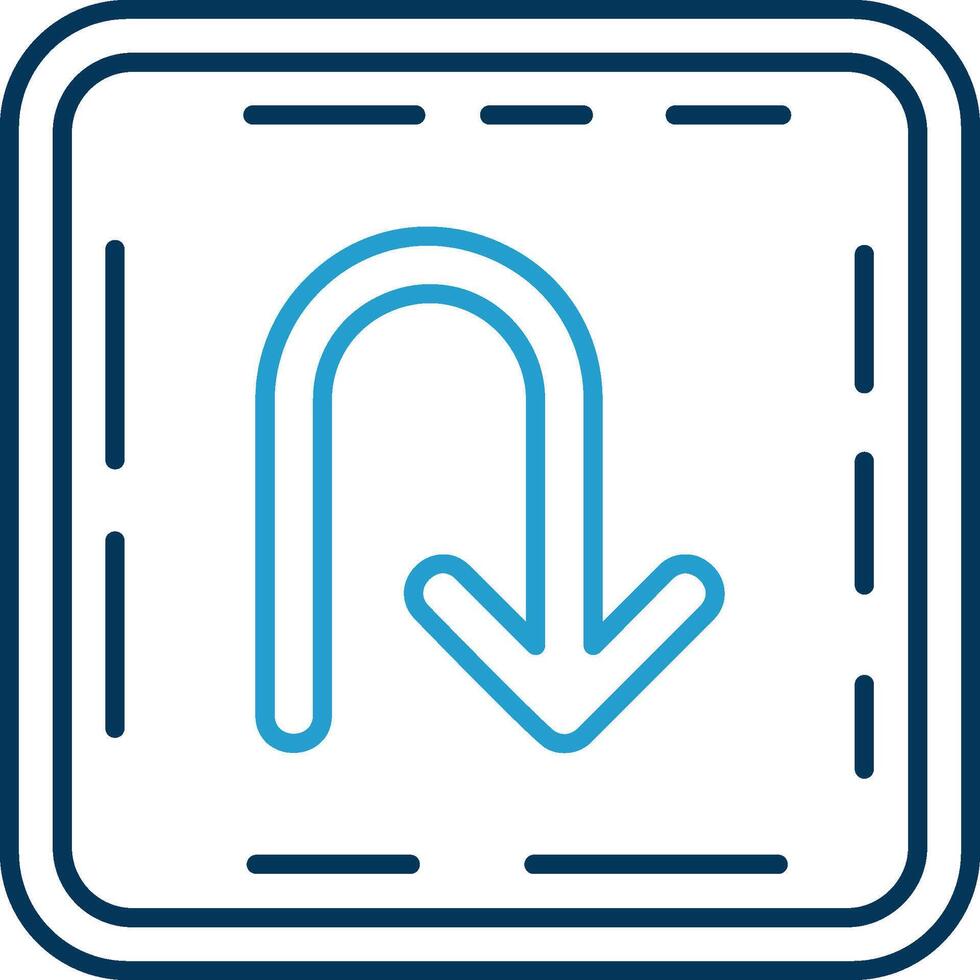 U turn Line Blue Two Color Icon vector