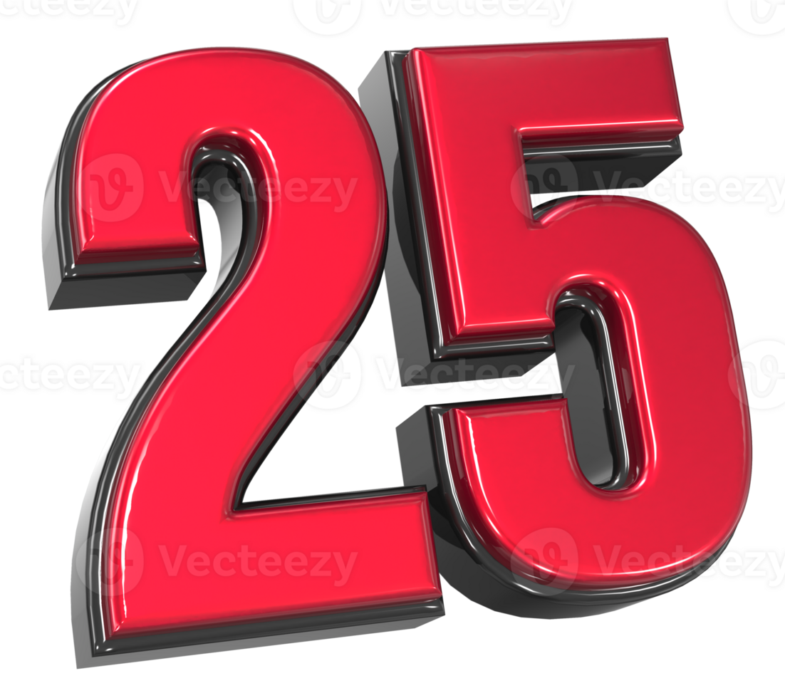 Number 25 3D Render png