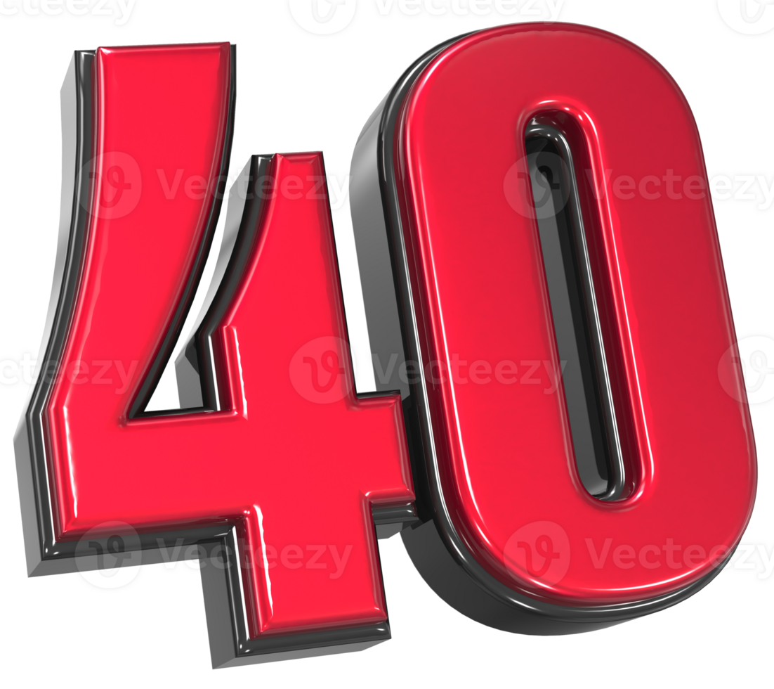 Number 40 3D Render png