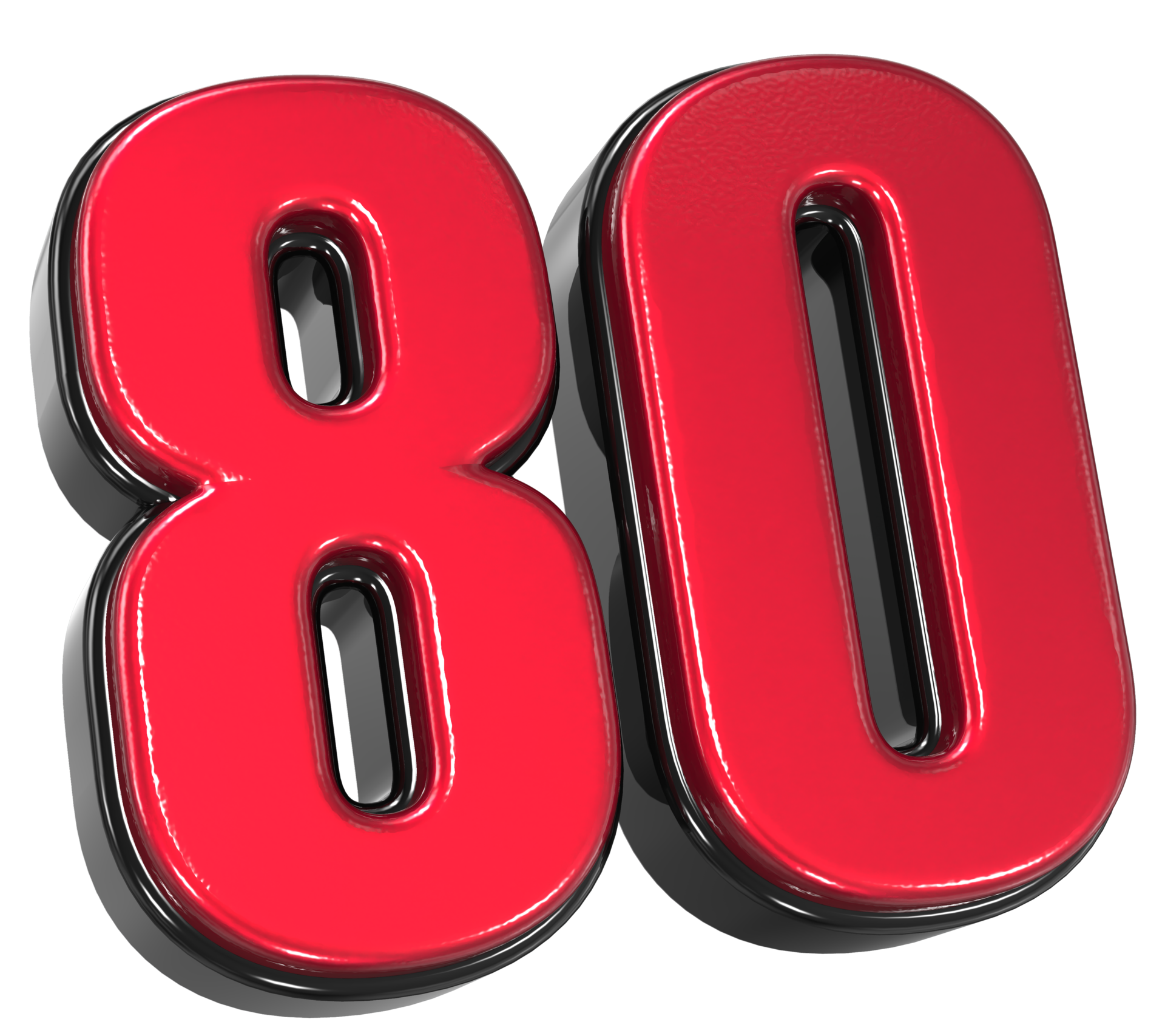 Number 80 3D Render 42069420 PNG