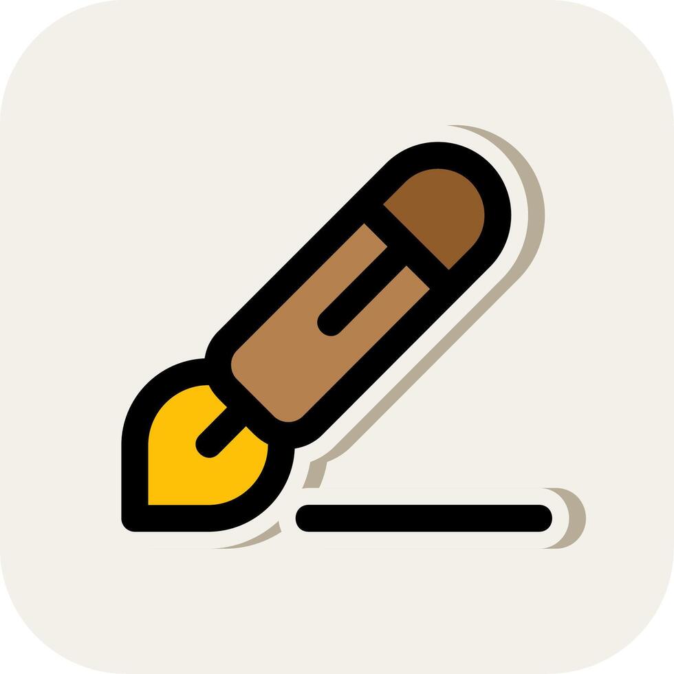 Pen 3 Line Filled White Shadow Icon vector