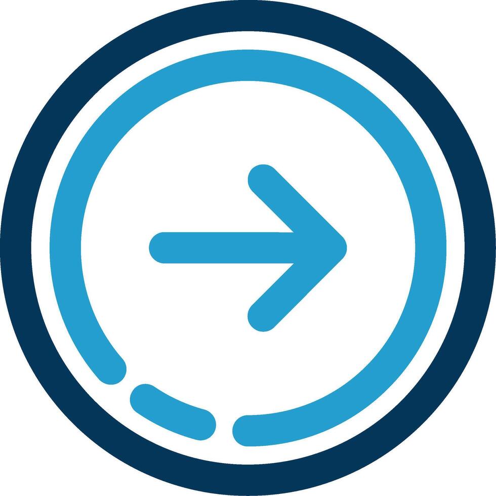 Right arrow Line Blue Two Color Icon vector