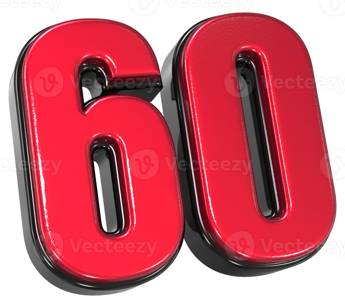 Number 60 3D Render png