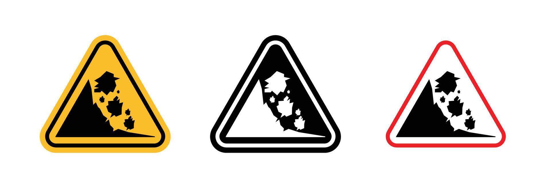 Falling rocks or debris warning road sign vector