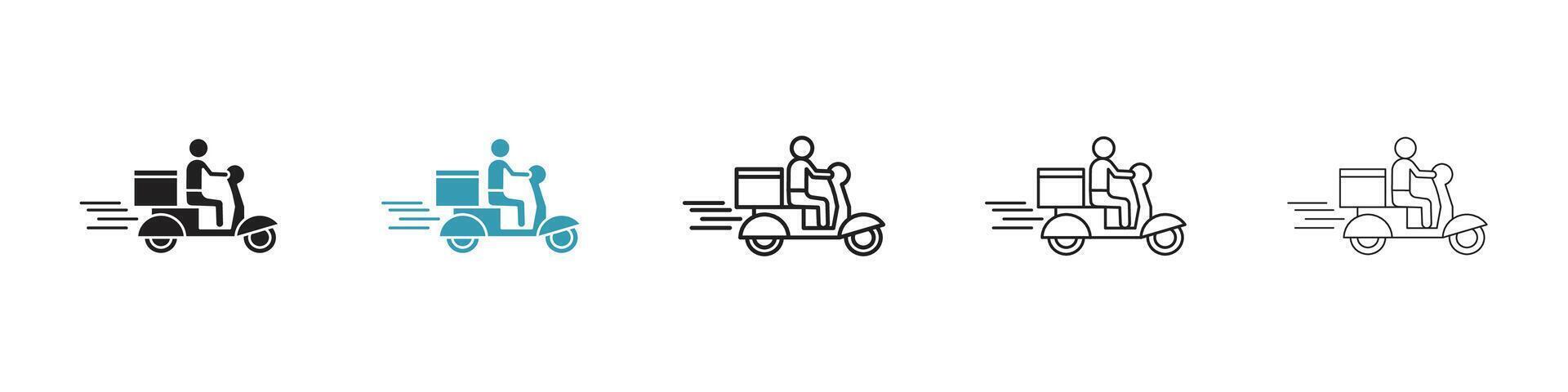 Delivery man riding motorcycle icon vector