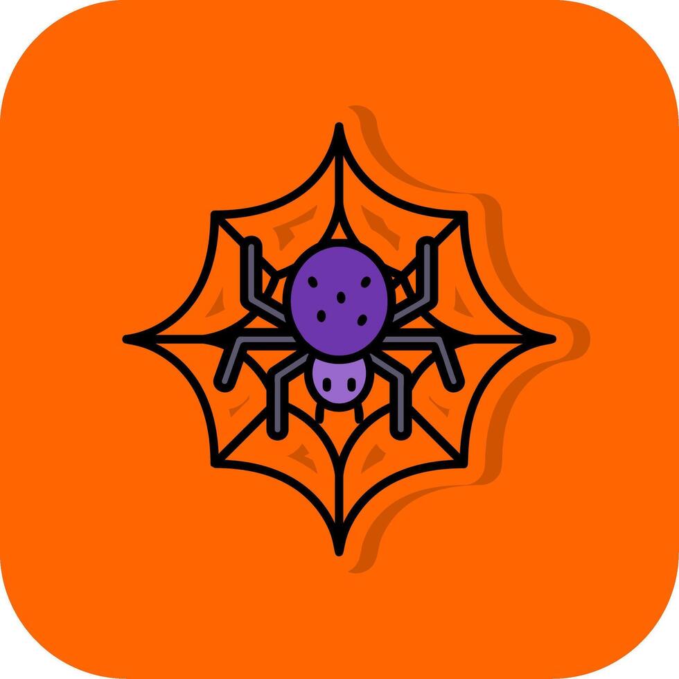 Spider web Filled Orange background Icon vector