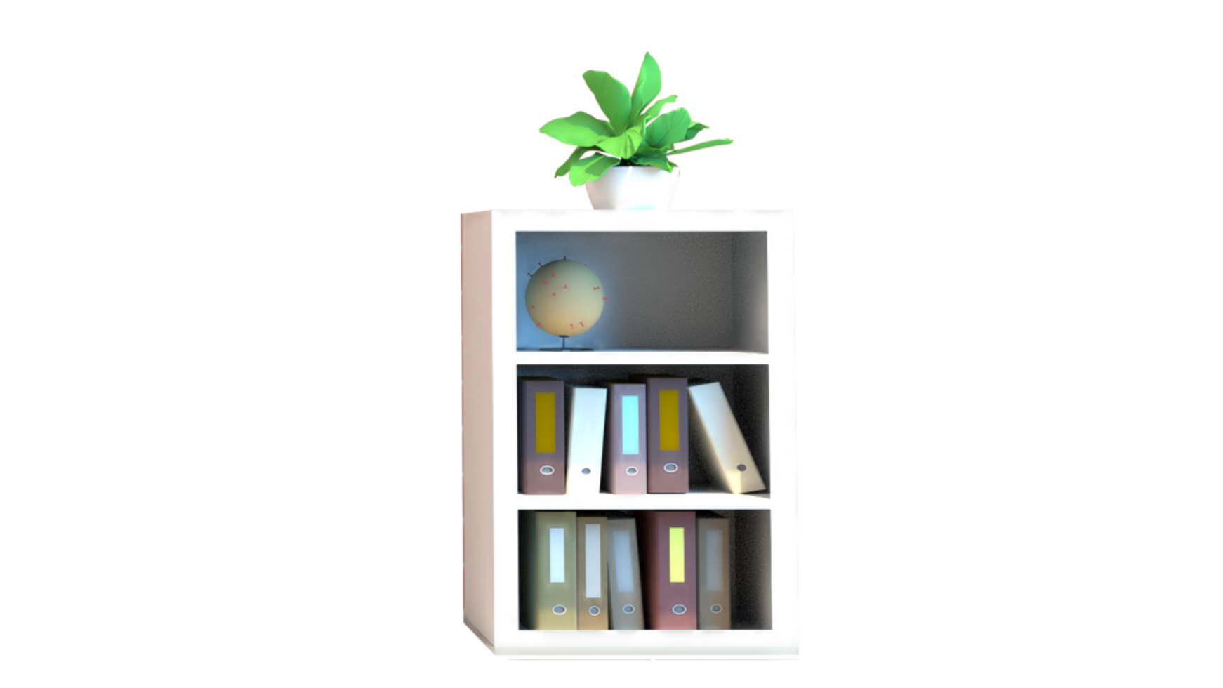 a book shelf with a plant on it png