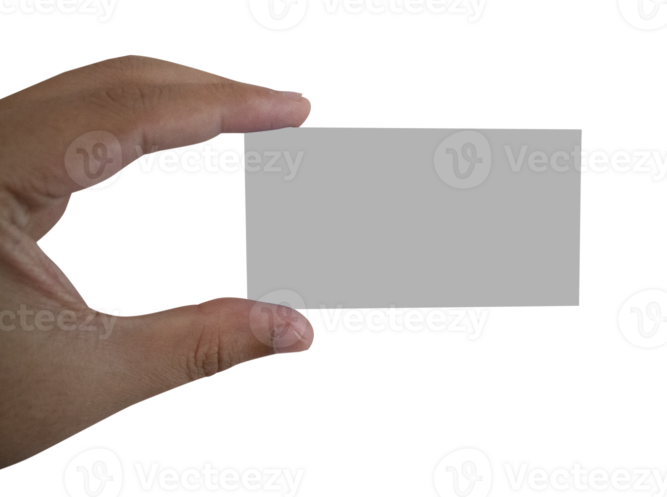 Hand holding a blank card on transparent background png