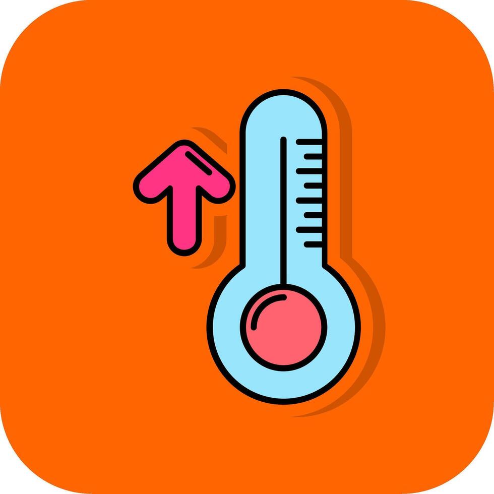 High temperature Filled Orange background Icon vector