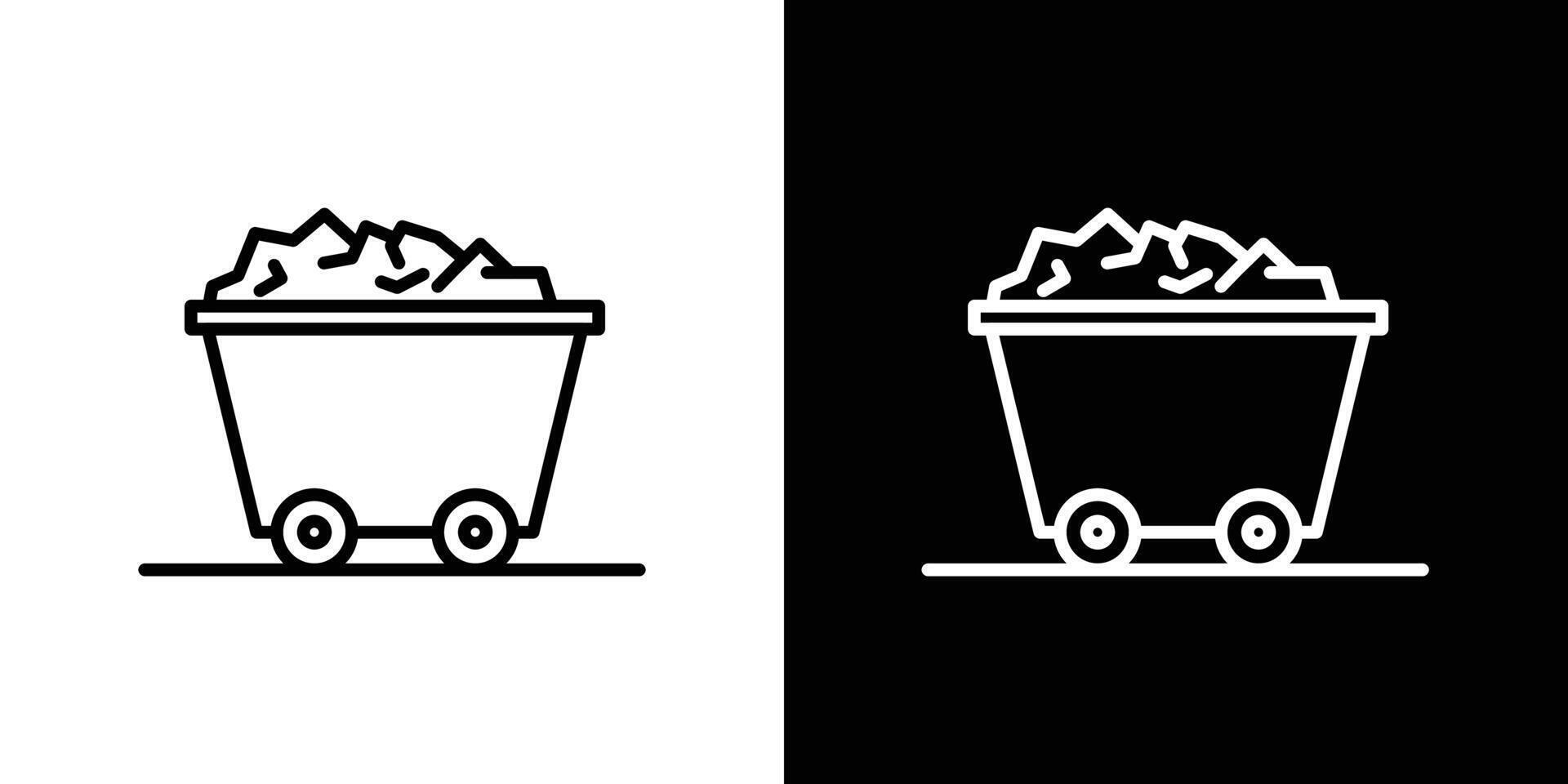 Trolley with coal icon vector