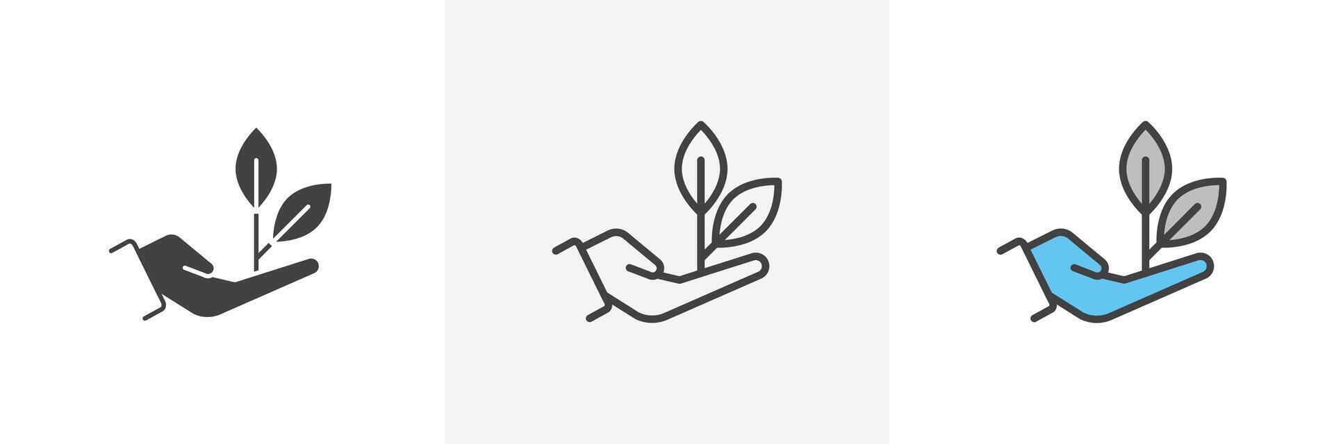 Leaf in hand icon vector