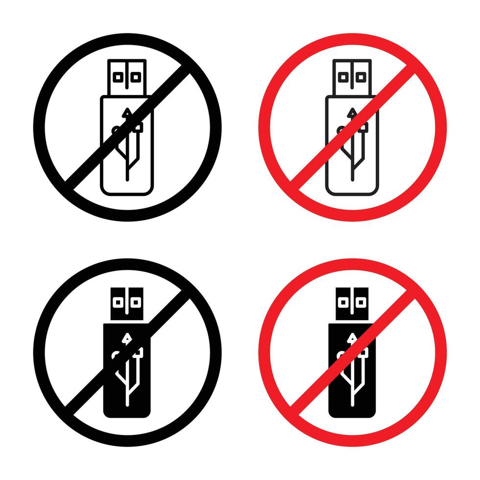 No USB flash drive sign vector