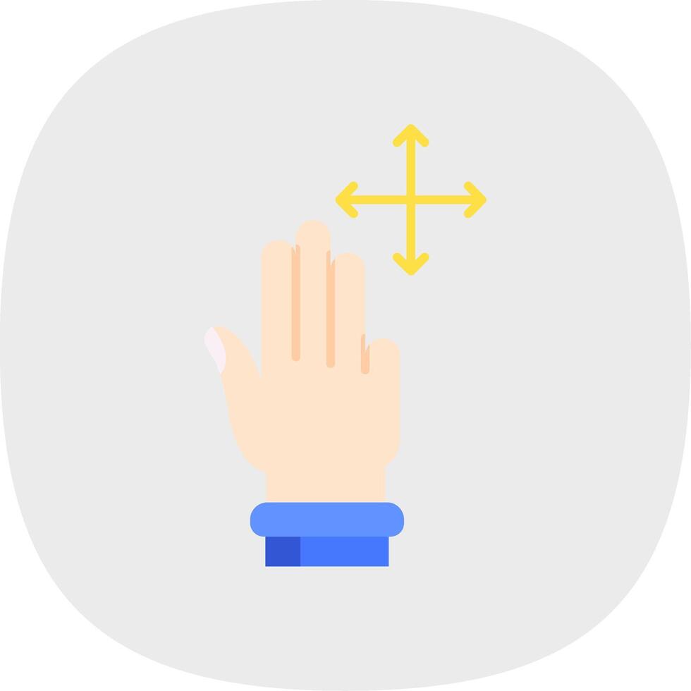 Three Fingers Move Flat Curve Icon vector