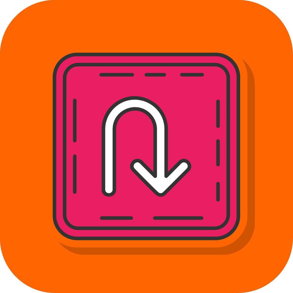 U turn Filled Orange background Icon vector