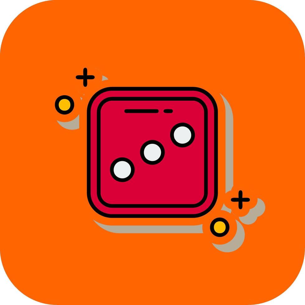Dice three Filled Orange background Icon vector
