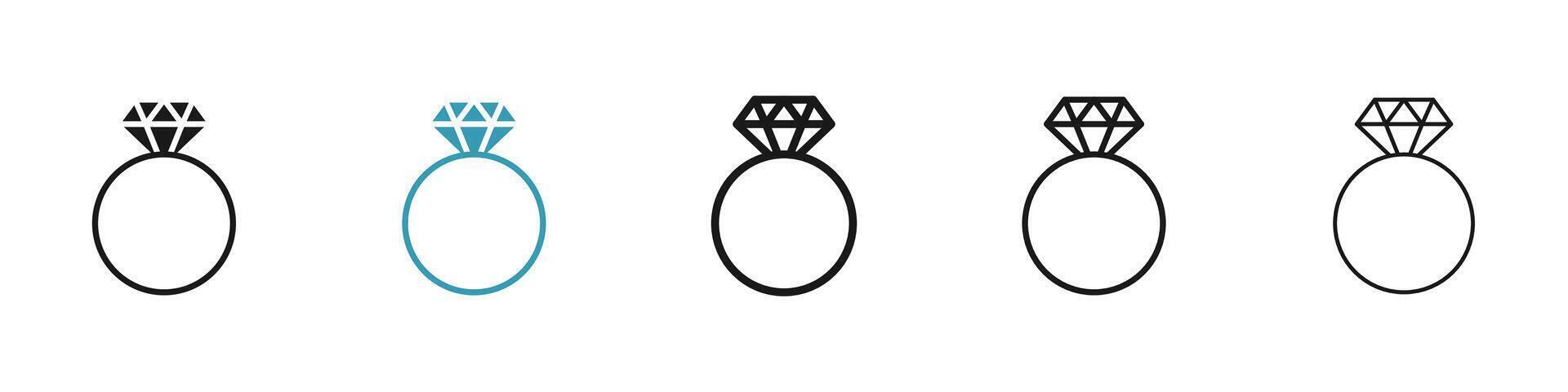 icono de anillo de diamantes vector