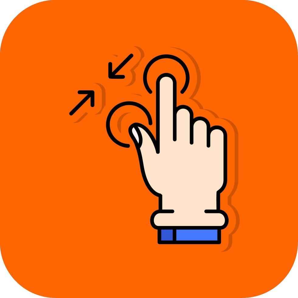 Tap and Zoom Out Filled Orange background Icon vector