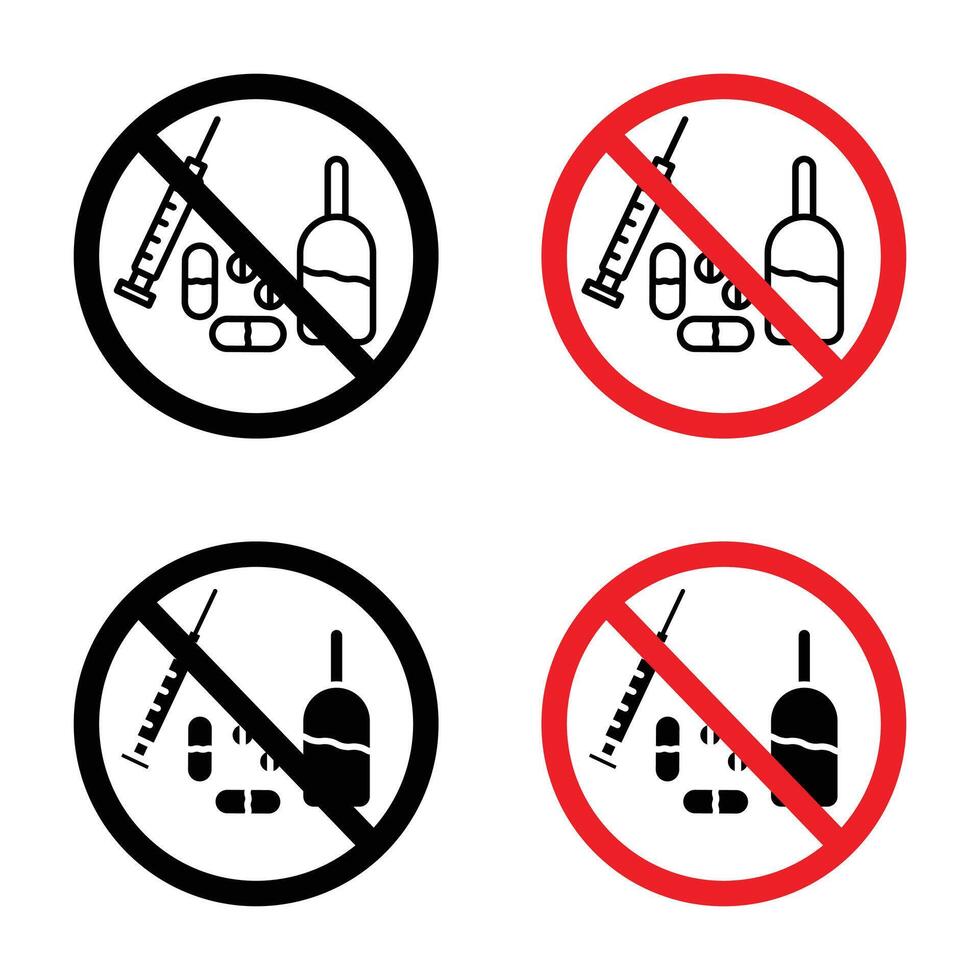 No drugs or alcohol sign vector