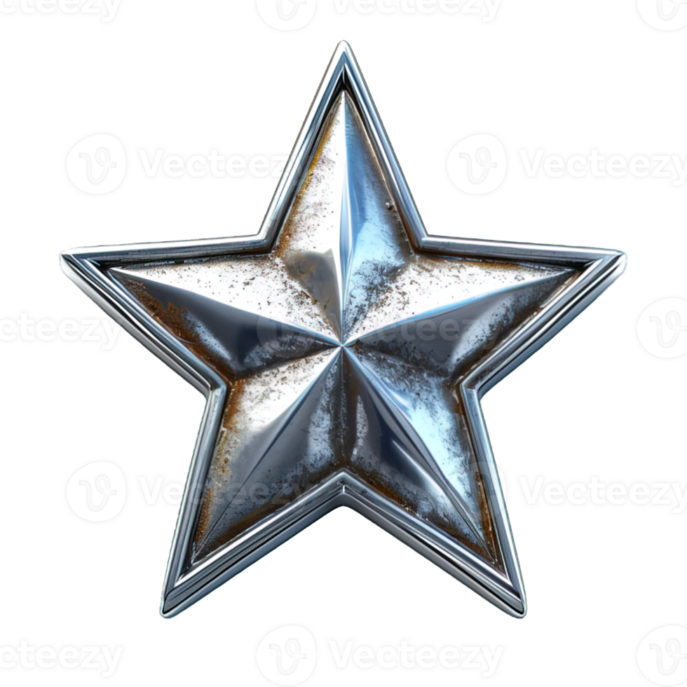 AI generated three silver metallic star shape isolated on transparent background ,generative ai png