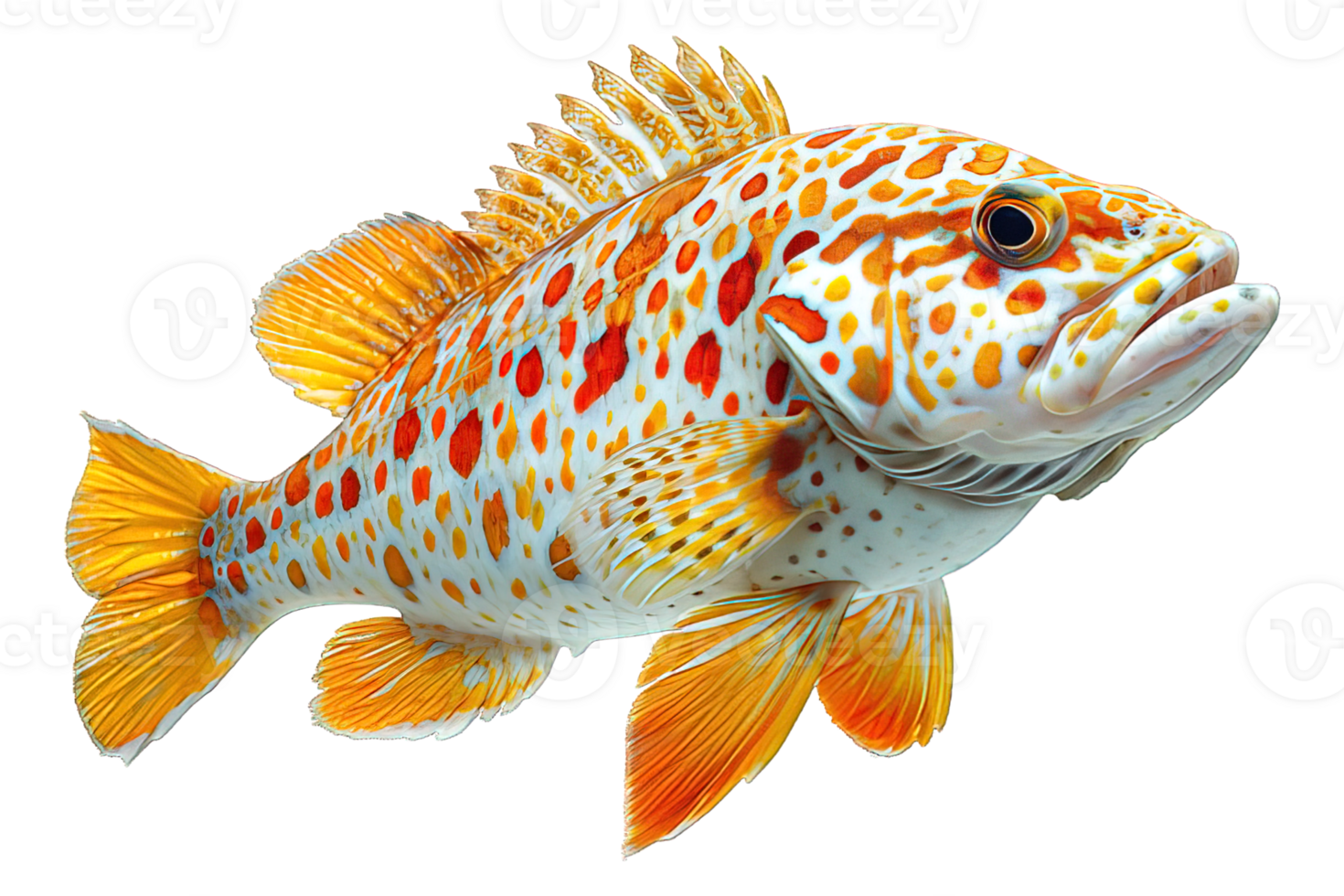 AI generated Grouper Isolated on Transparent Background ,sea fish png ,generative ai