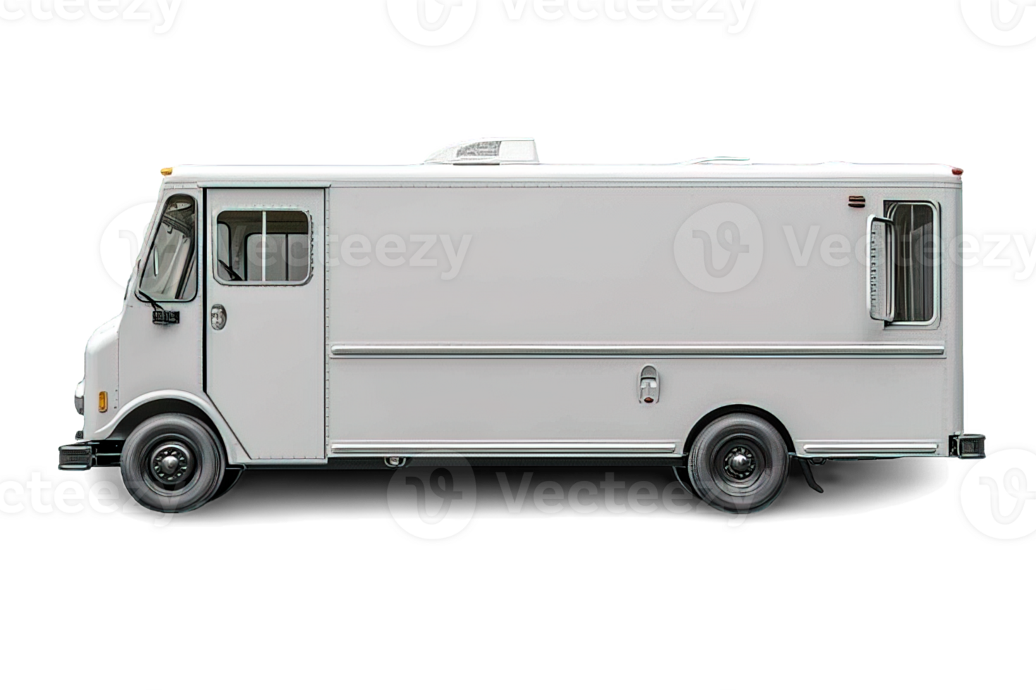 AI generated Food Truck Isolated on Transparent Background ,side view food truck png ,generative ai