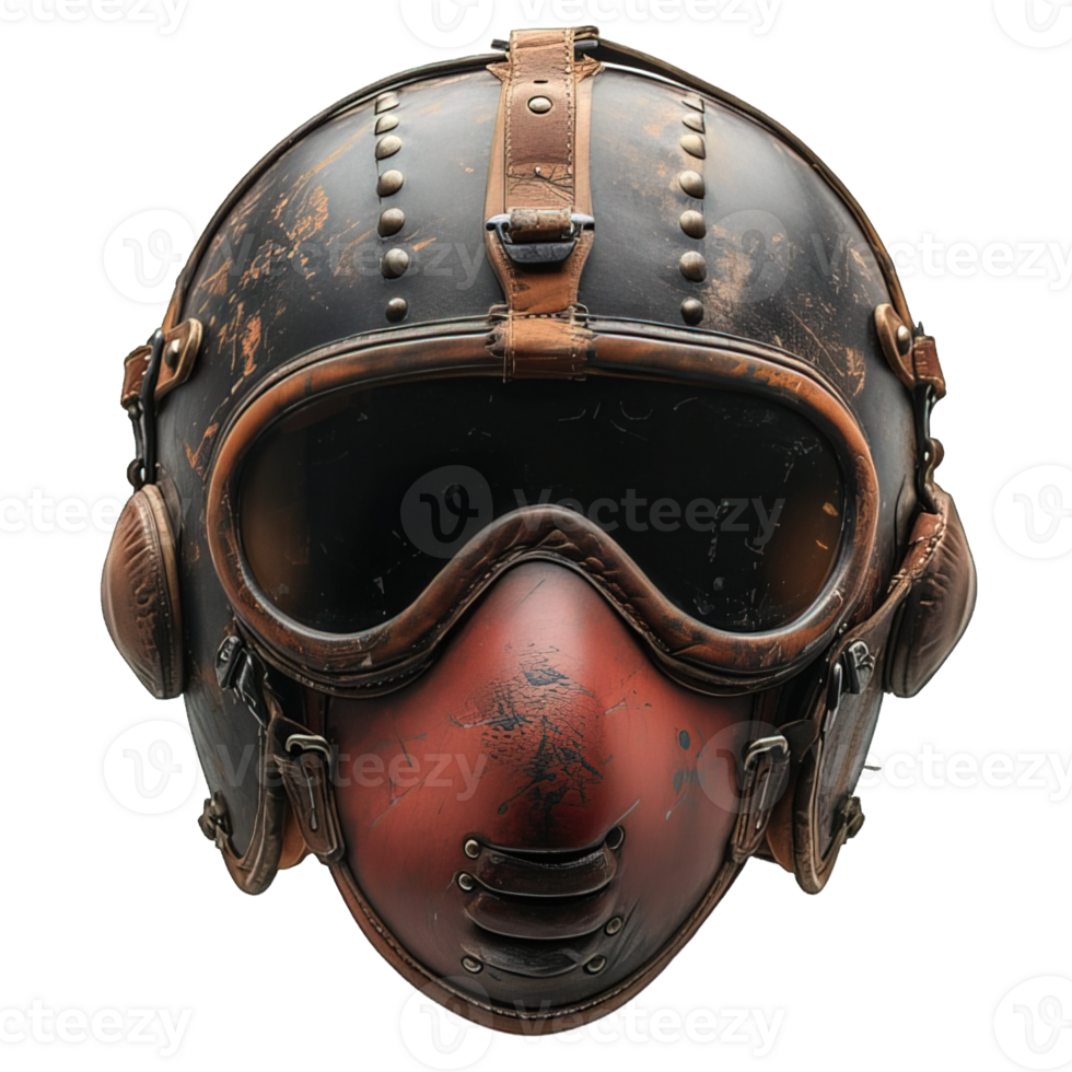 AI generated Antique pilot helmet isolated on transparent background ,generative ai png