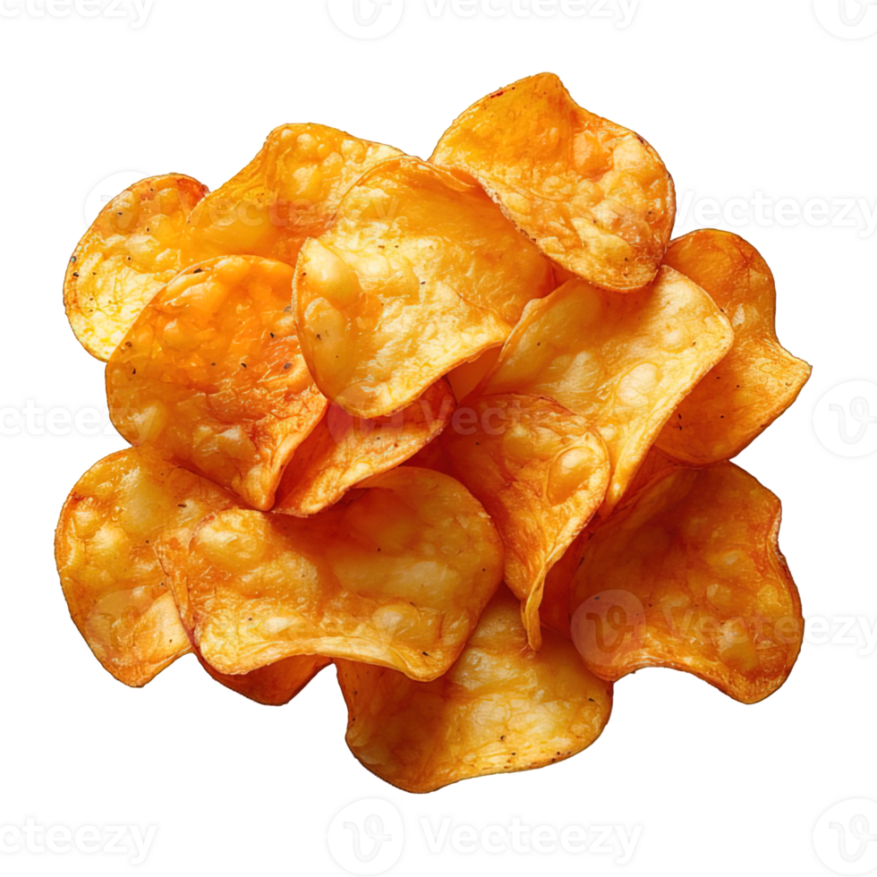 AI generated Potato chips isolated on transparent background ,top view potato chips ,generative ai png