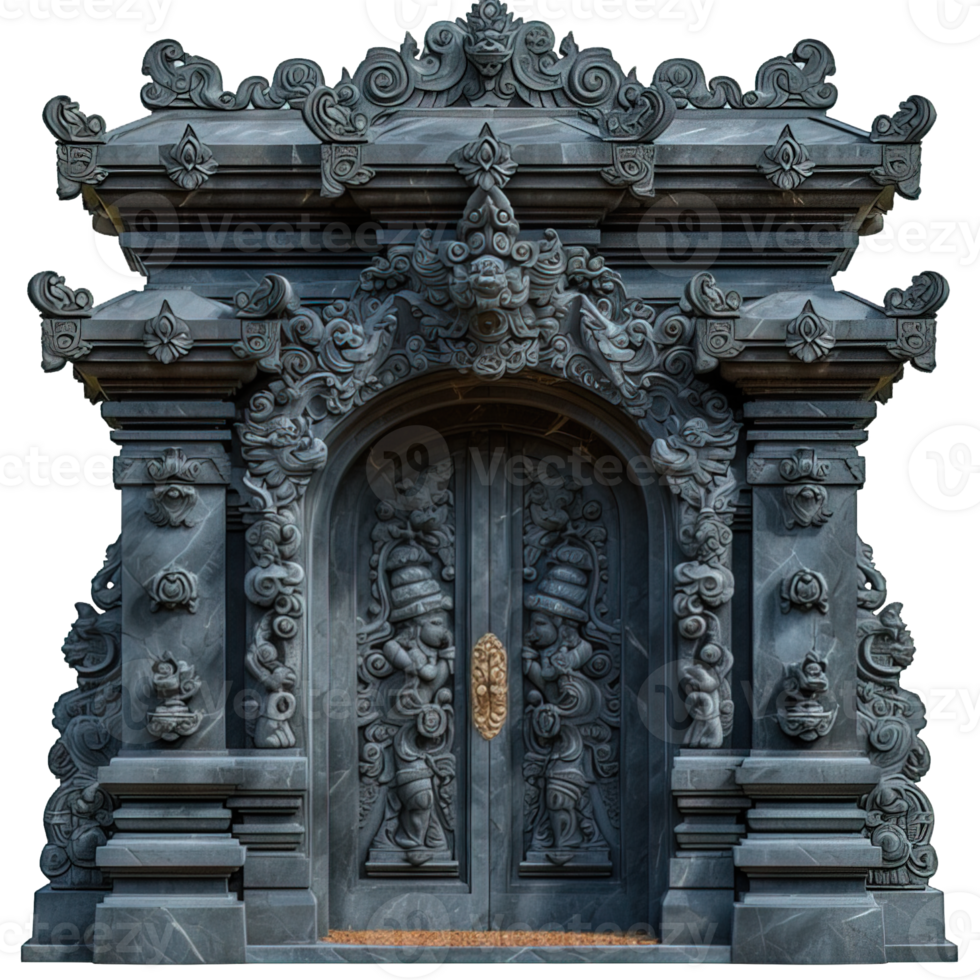 AI generated Bali Temple Stone Gate Isolated on Transparent Background ,generative ai png