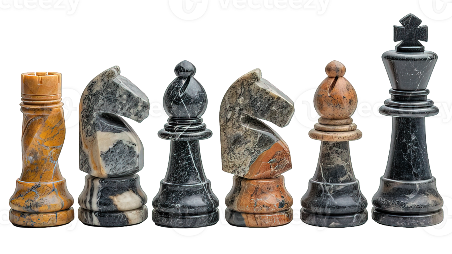 ai generato impostato scacchi pezzi isolato su trasparente sfondo ,marmo scacchi pezzo png ,generativo ai