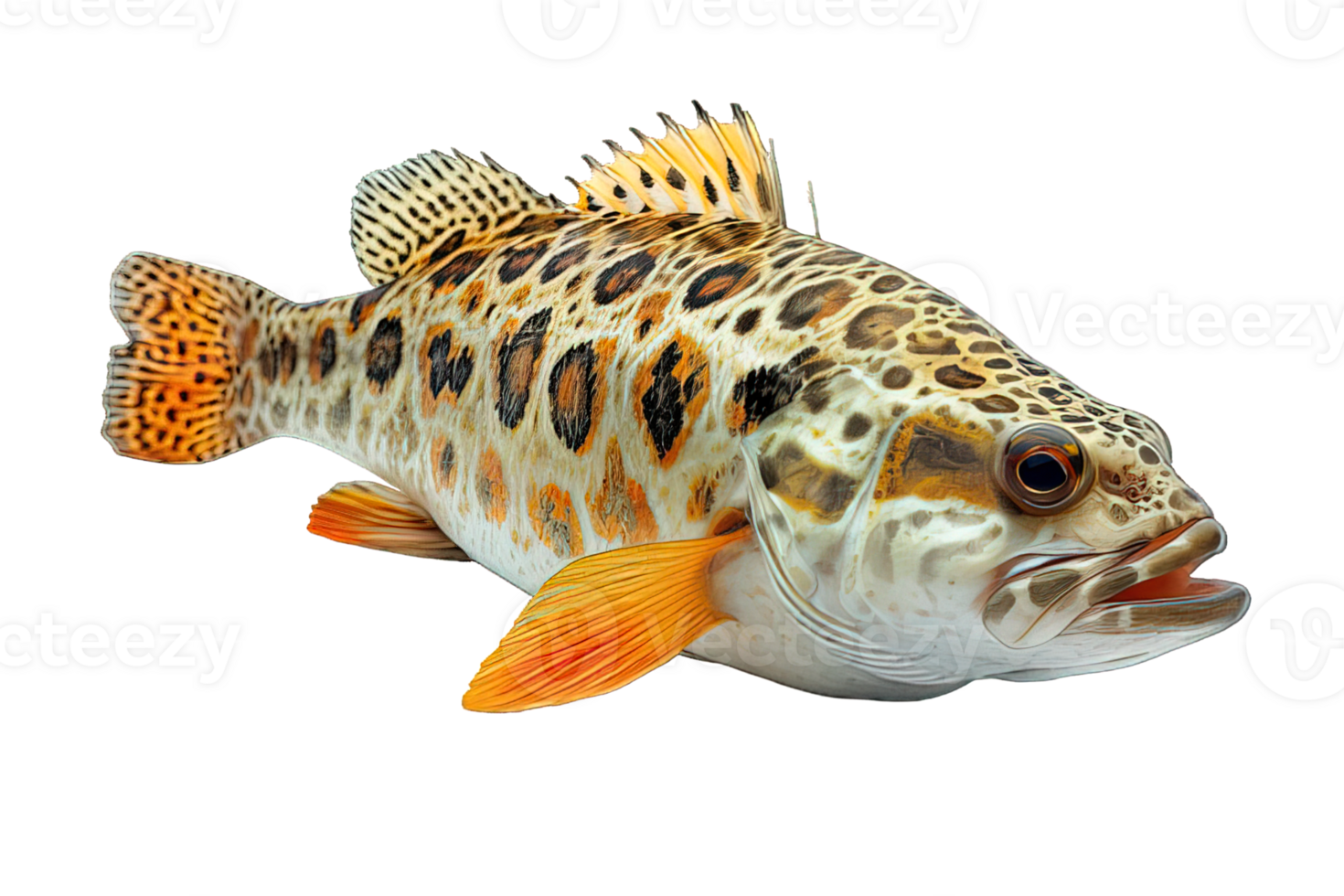 AI generated Grouper Isolated on Transparent Background ,sea fish png ,generative ai