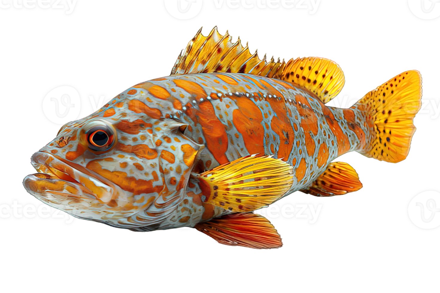 AI generated Grouper Isolated on Transparent Background ,sea fish png ,generative ai