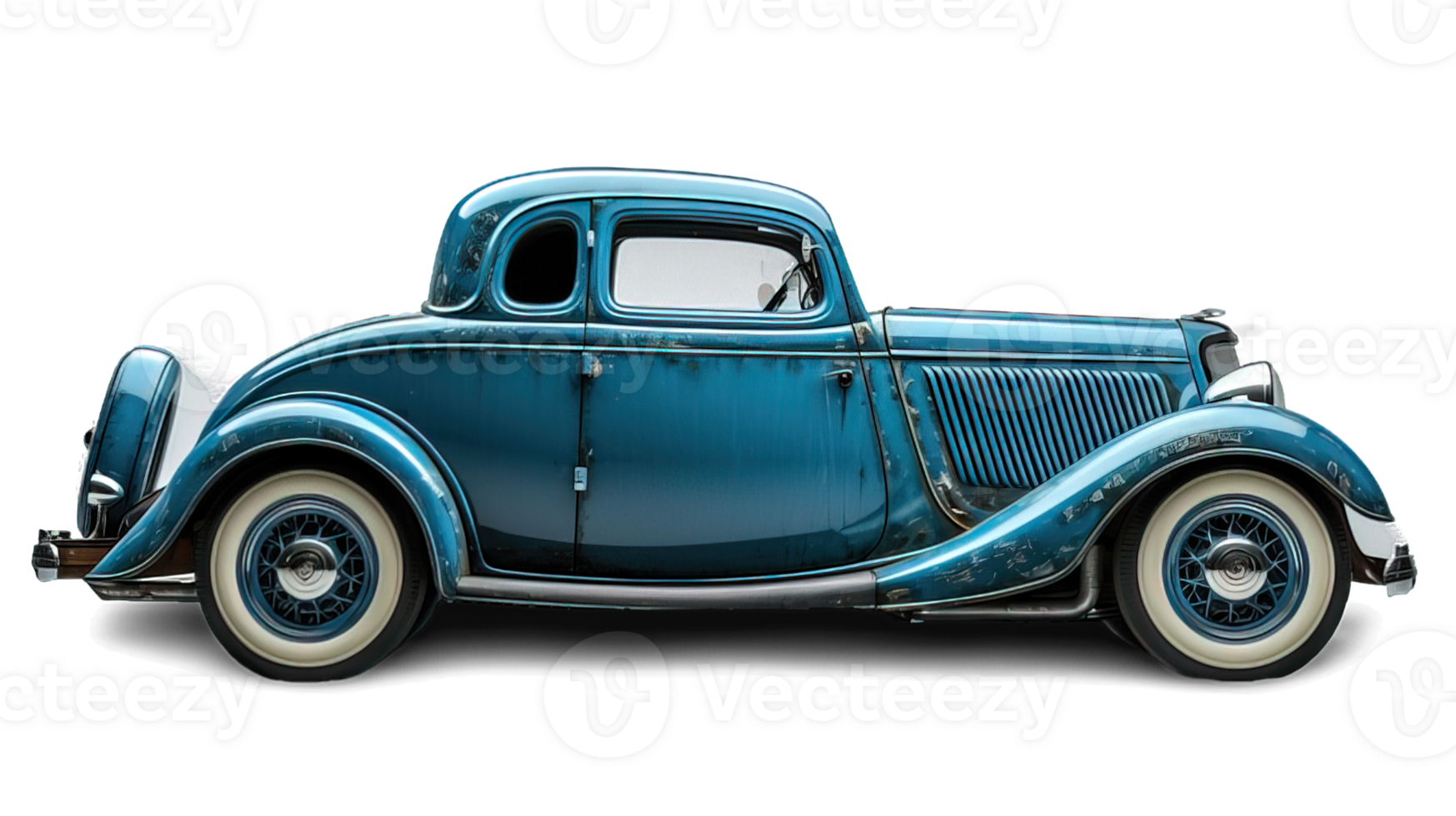 AI generated Side view of antique old car isolated on transparent background ,generative ai png