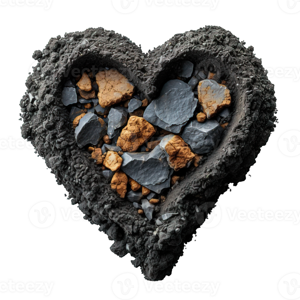 AI generated black soil shaped love isolated on transparent background ,generative ai png