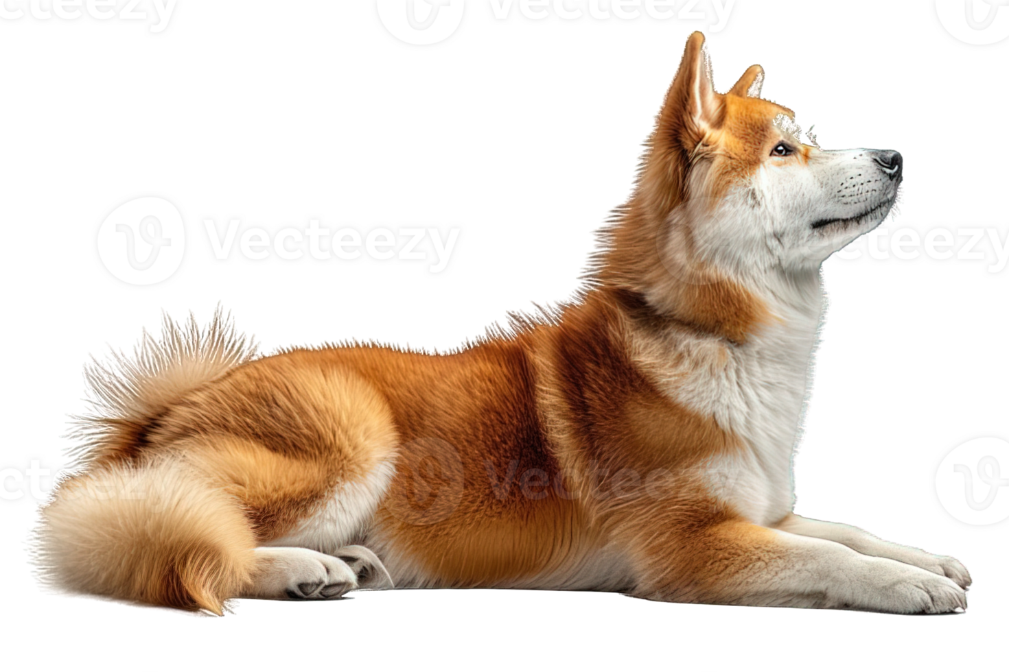 AI generated Side view golden Akita Inu Dog Isolated on Transparent Background ,generative ai png
