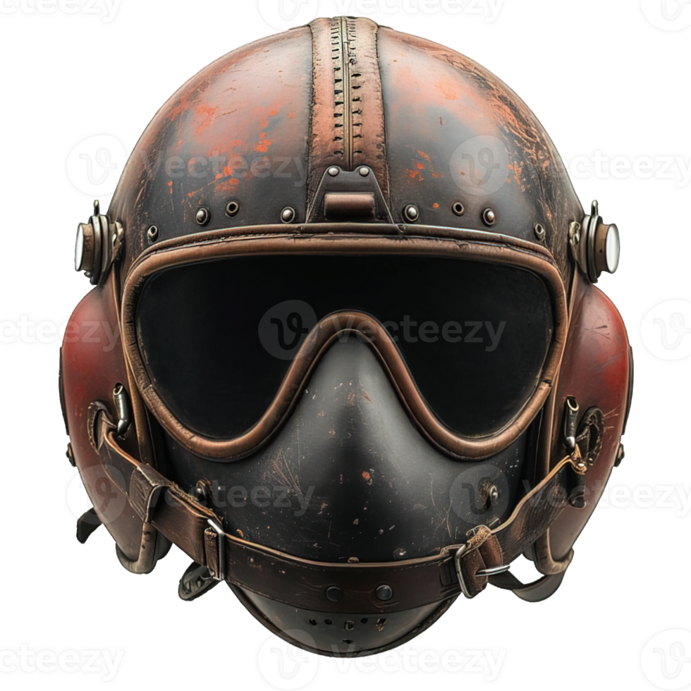 AI generated Antique pilot helmet isolated on transparent background ,generative ai png