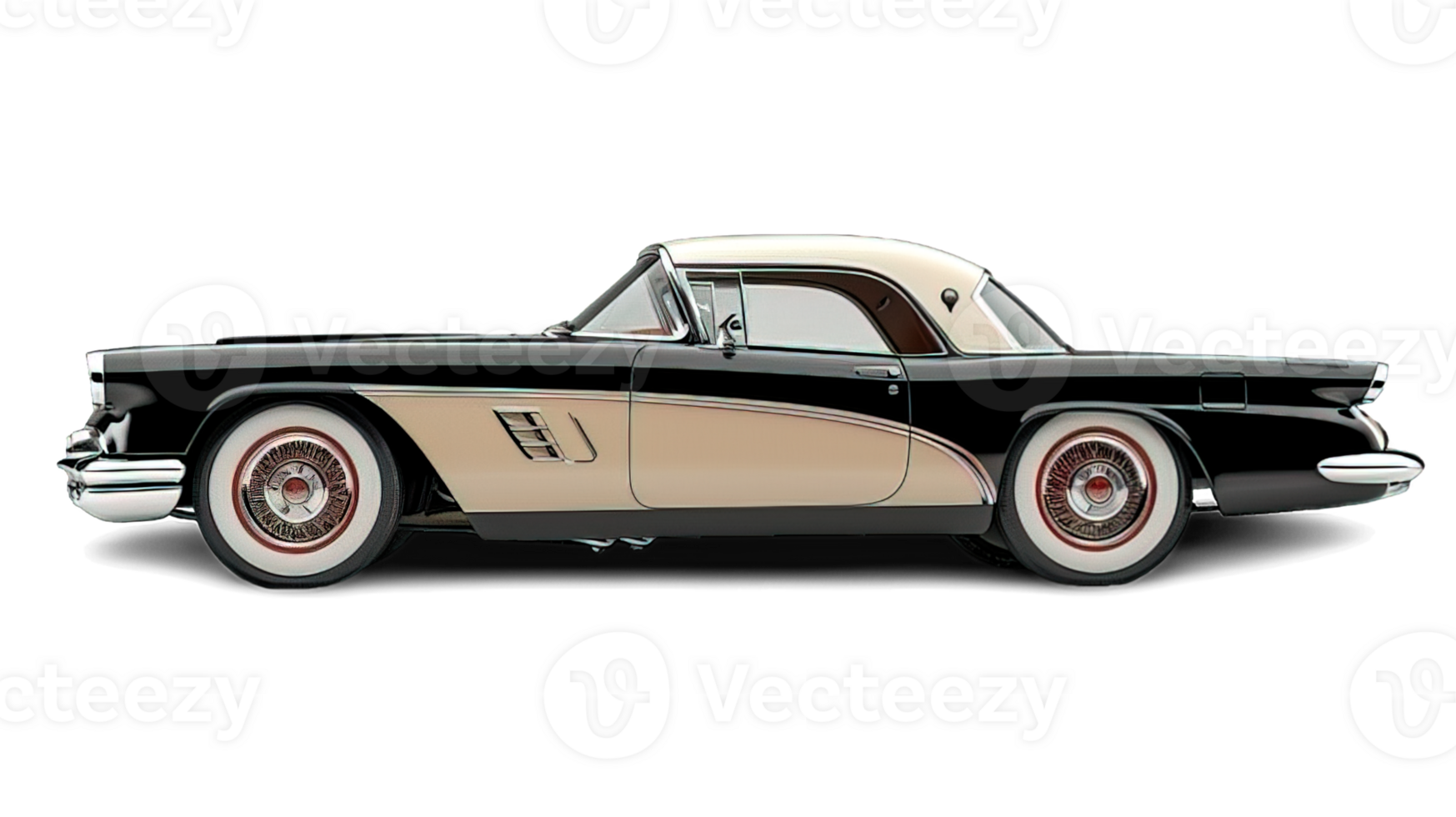 AI generated Side view of antique old car isolated on transparent background ,generative ai png