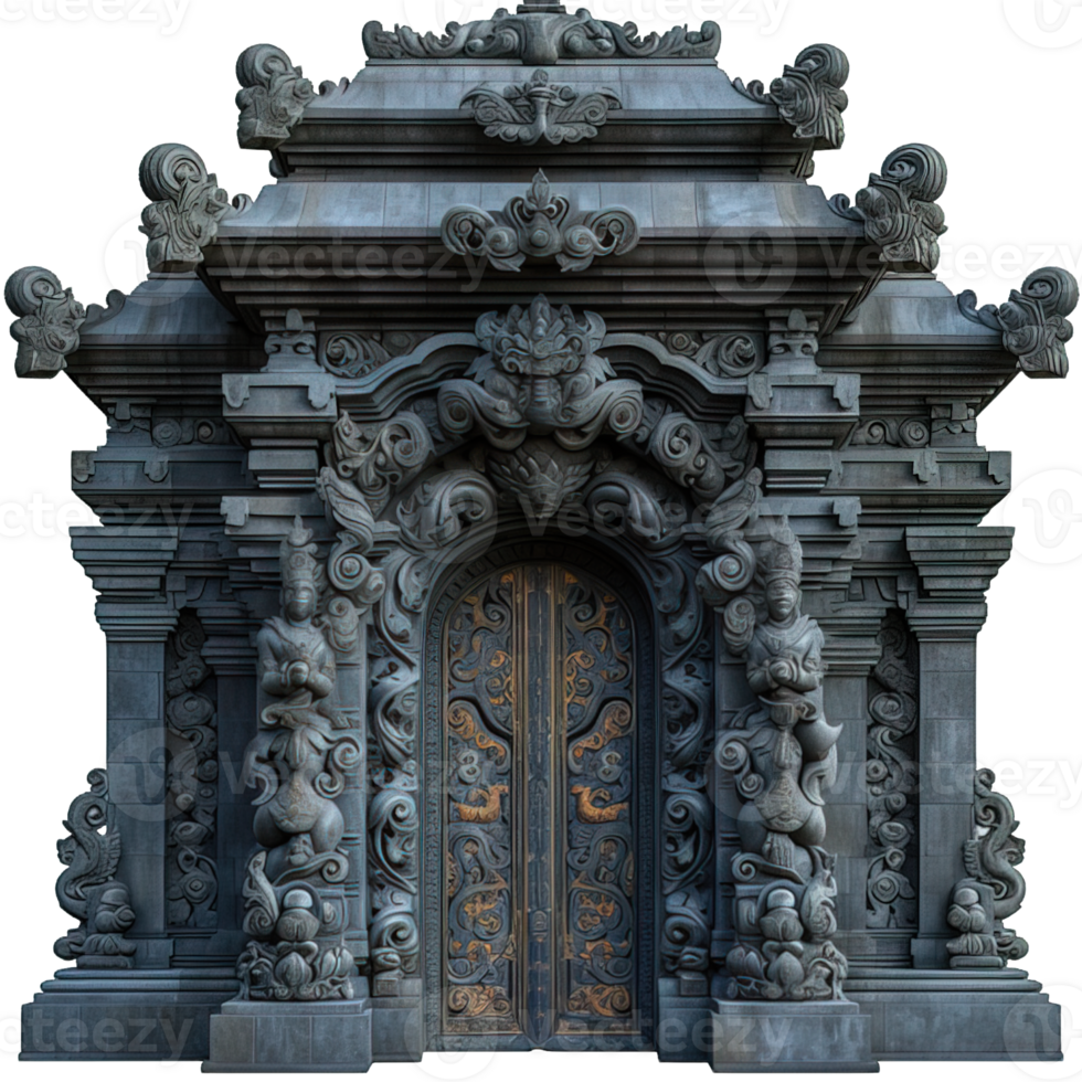 AI generated Bali Temple Stone Gate Isolated on Transparent Background ,generative ai png