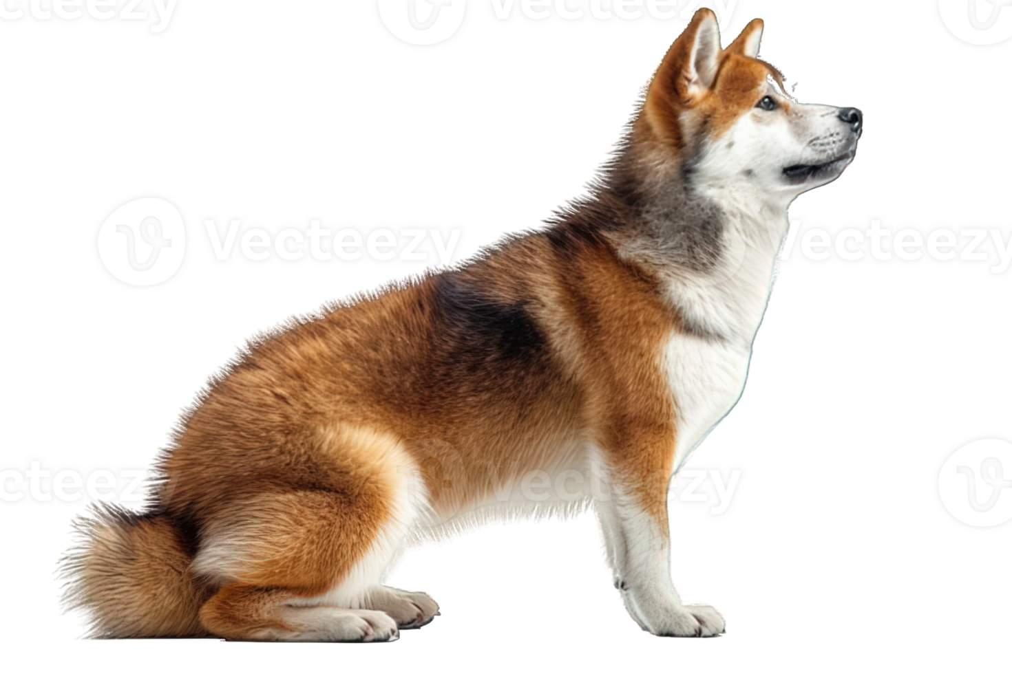 AI generated Side view golden Akita Inu Dog Isolated on Transparent Background ,generative ai png
