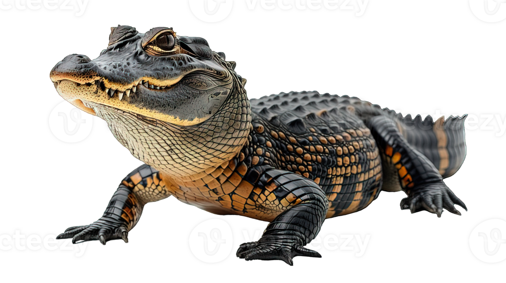 AI generated side view crocodile isolated on transparent background ,generative ai png