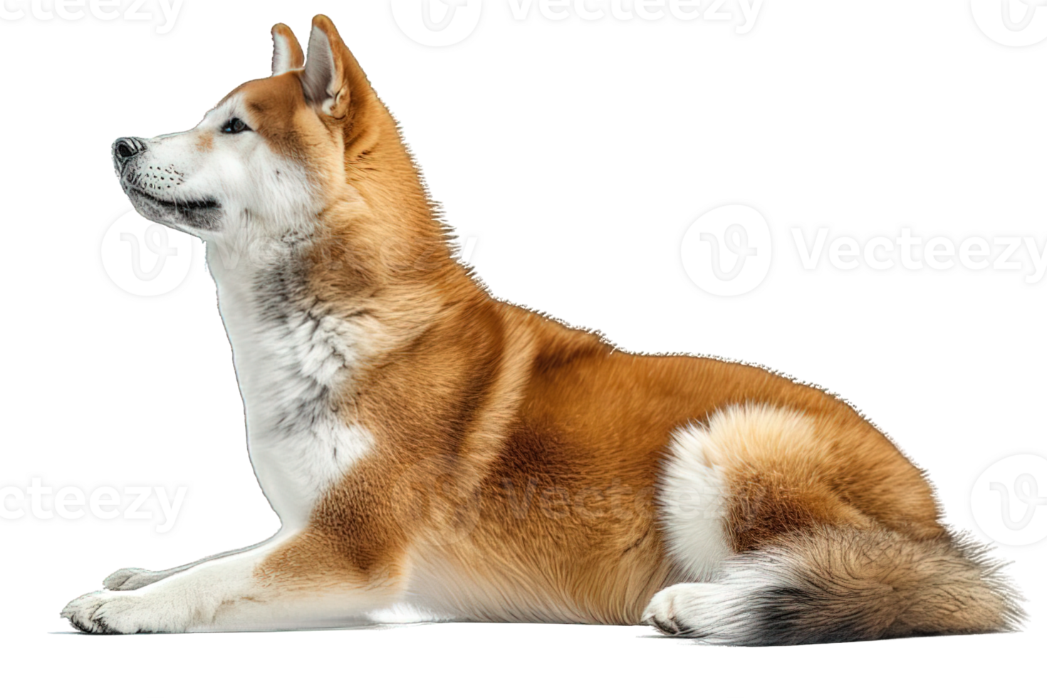 AI generated Side view golden Akita Inu Dog Isolated on Transparent Background ,generative ai png