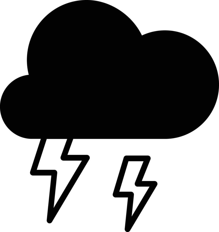 Thunder glyph and line vector illustration