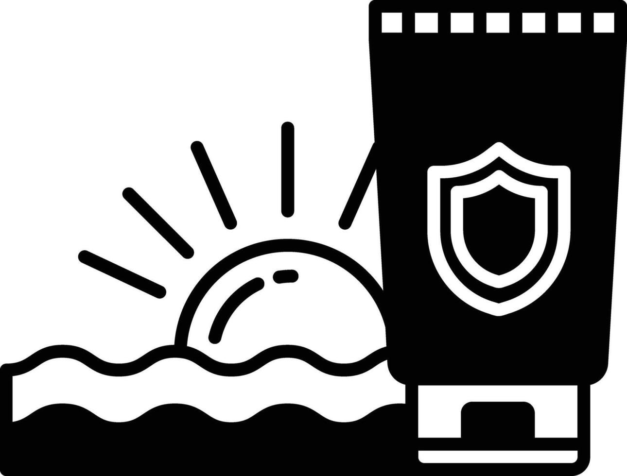 Sunscreen glyph and line vector illustration