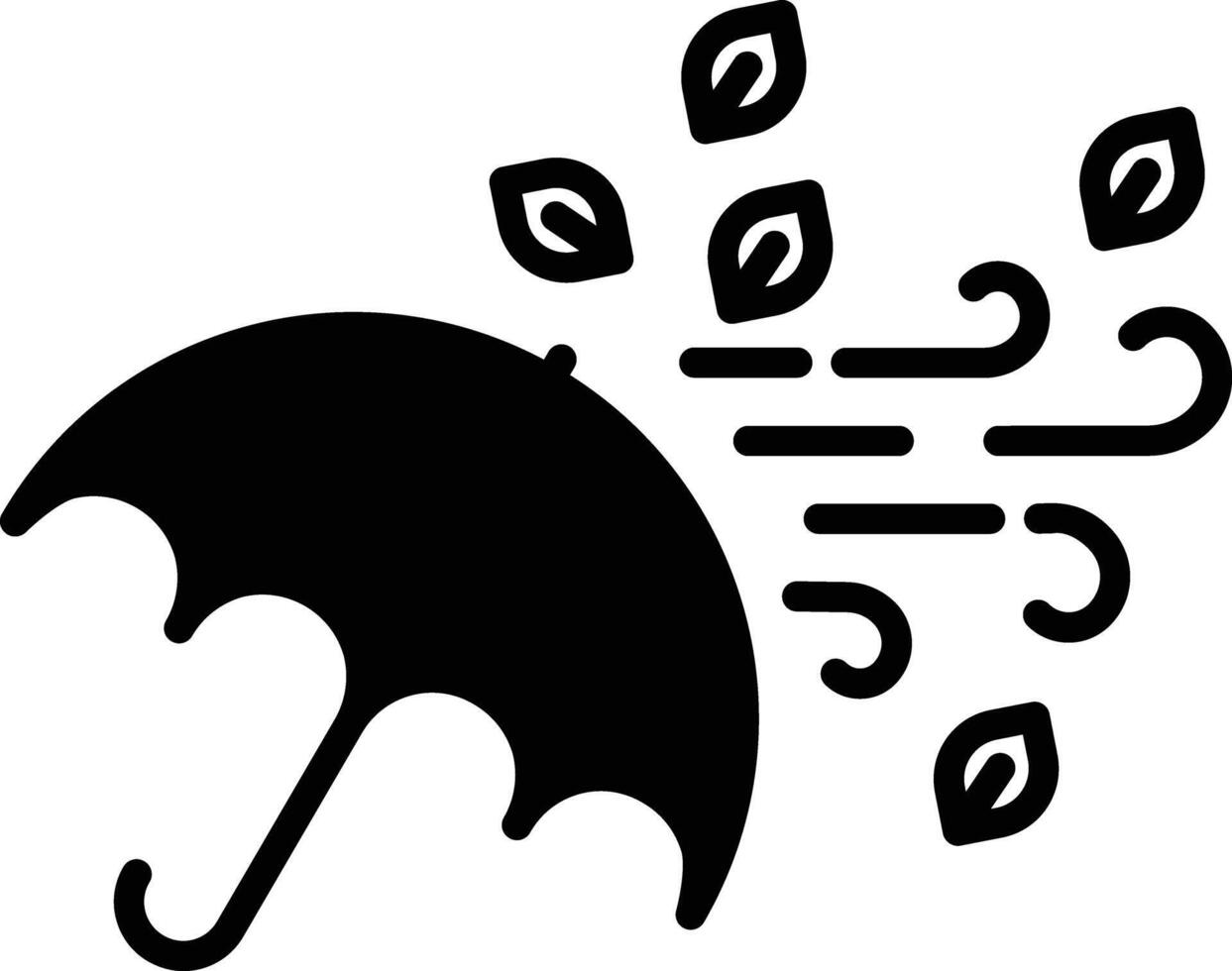 Umbrella wind glyph and line vector illustration
