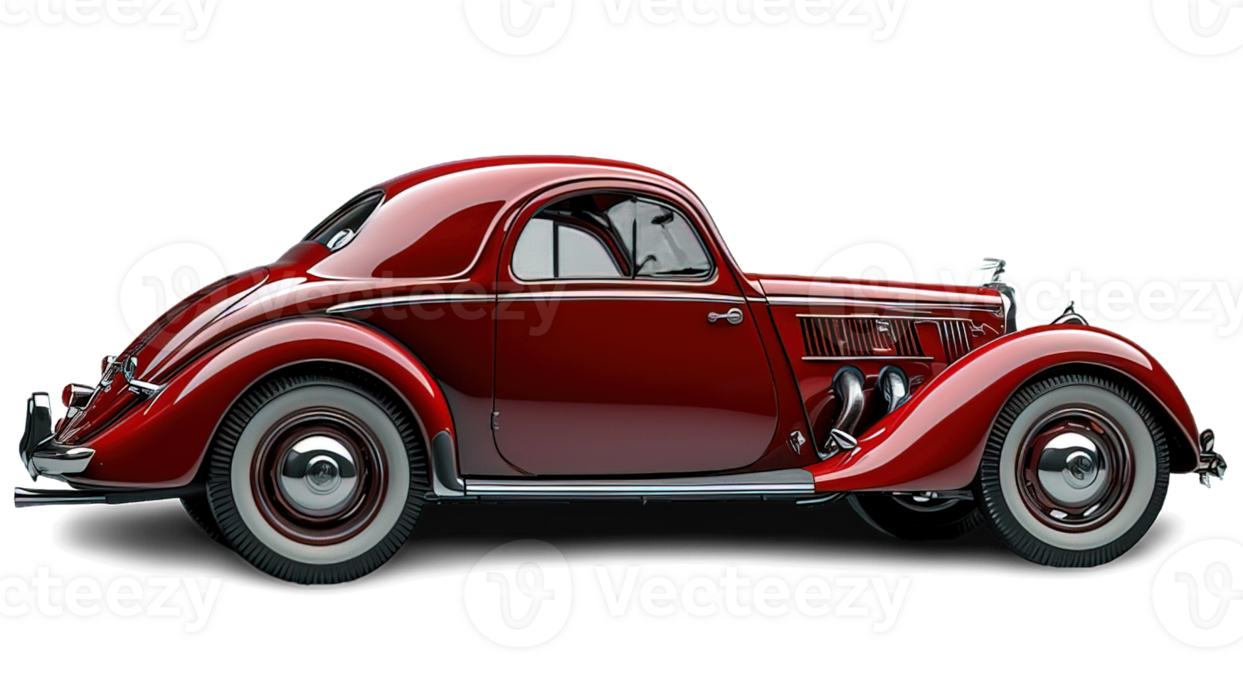 AI generated Side view of antique old car isolated on transparent background ,generative ai png
